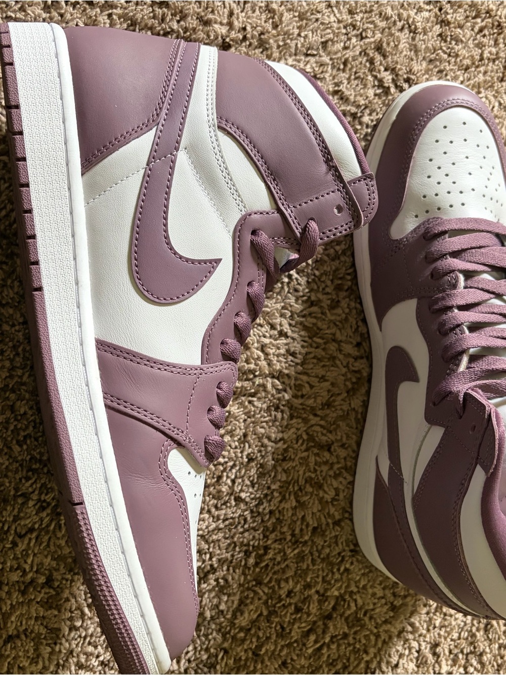 Nike High-Top Sneakers - Mauve and White